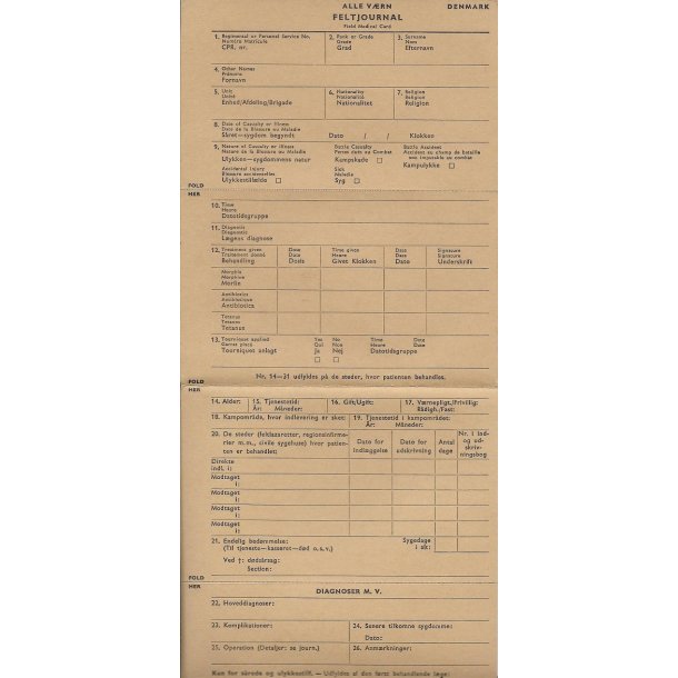 Dnemark : Field Medical Card
