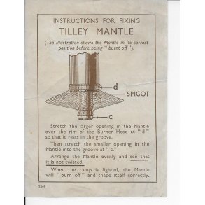 Instructions for fixing Tilley mantle - 1 page