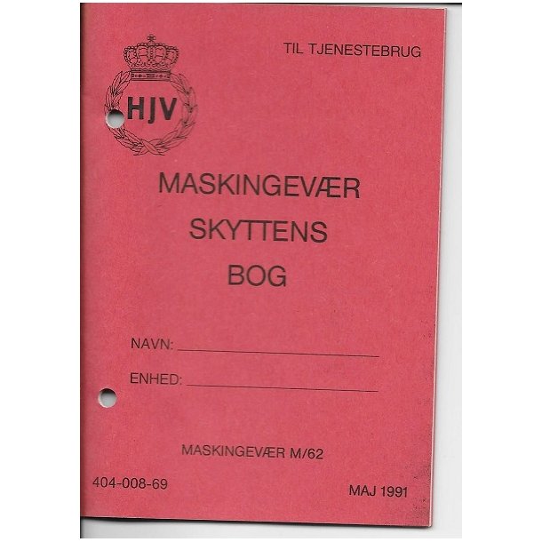 Maskingevrskyttens bog - Maskingevr M/62, ca 15x10 cm