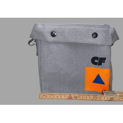 Gr skuldertaske i kraftig lrred - ex. CF.