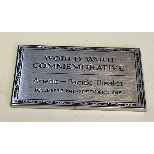 Vintage WWII Commemorative Colt Plaque Asiatic - Pacific Theatre