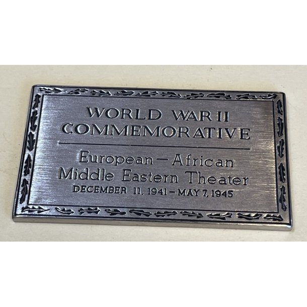 Vintage WWII Commemorative Colt Plaque European African Middle Eastern Theatre