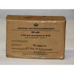 HRENS MATERIELKOMMANDO 30 stk 7,62 mm skarppatron M/48 - Leere Box