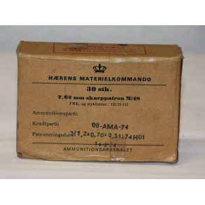 HRENS MATERIELKOMMANDO 30 stk 7,62 mm skarppatron M/48 - Leere Box