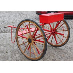 Brandvsen : Antik slangevogn med 42" (107 cm) hjul med fast gummi