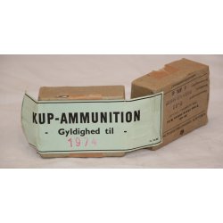 KUP-AMMUNITION FORSVARETS KRIGSMATERIELFORVALTNING 48 stk 9 mm skarp patron M/41 - leeren Schachtel