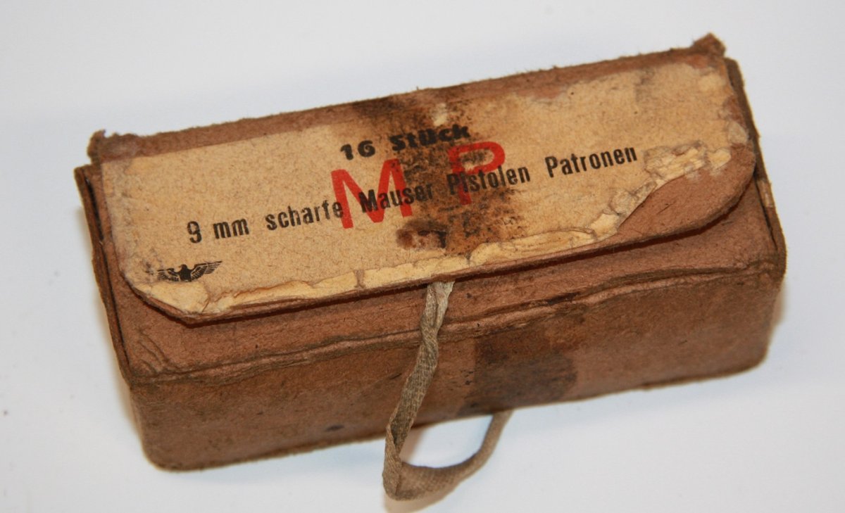 Tyskland 2.v.k.: Stck scharfe Mauser Patronen M P - tom æske Patronæsker (Tomme) - Bisgaard og Nielsen