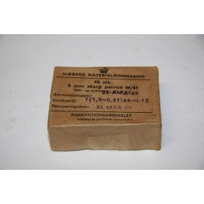 Dnemark: Hrens Materielkommando 48 stk 9 mm skarp patron M/41 - Leere Schachtel