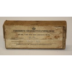 FORSVARETS KRIGSMATERIELFORVALTNING 20 stk. 7,62 mm lse patroner M/52