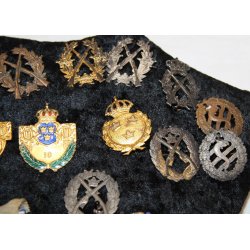 Schweden : Tafel mit 20 Stck. Schtzenabzeichen, pins und Medaillen (20)