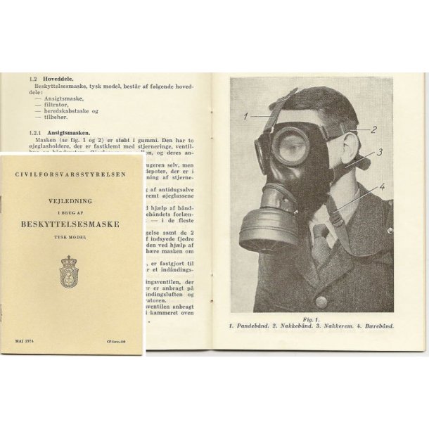 Vejledning i brug af gasmaske (tysk model 2.v.k.).